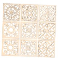 Scrapbooking dřevěná ozdoba - Mix rámečků se vzorem, 10 kusů
