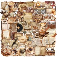 Scrapbooking vintage coffee samolepky - 50 kusů