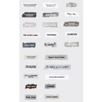 Scrapbooking textové samolepky - Odstíny šedé, 50 kusů