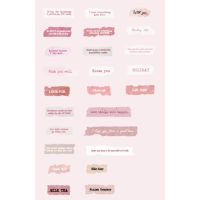 Scrapbooking textové samolepky - Odstíny růžové, 50 kusů