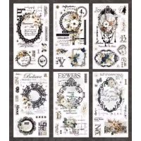 Scrapbooking Vintage květinové samolepky - Šedé, 6 kusů