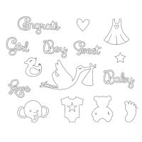 Scrapbooking dřevěné dětské ozdoby - 40 kusů