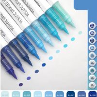 Scrapbooking akrylové brush peny - Blue series, 9 kusů