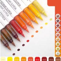 Scrapbooking akrylové brush peny - Red yellow series, 9 kusů
