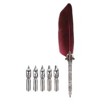 Scrapbooking sada psacího brka a náhradních hrotů - Vínově červené