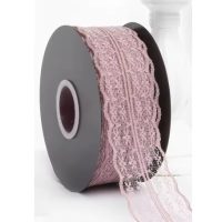 Scrapbooking široká krajka - Pudrově růžová, 45 metrů