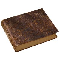 Scrapbooking široký deník s koženými deskami - Hnědý, vzorovaný