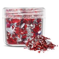 Scrapbooking dekorativní vločky z metalické fólie - Červeno stříbrná, JB30