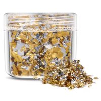 Scrapbooking dekorativní vločky z metalické fólie - Zlato stříbrná, JB28