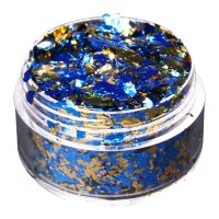 Scrapbooking dekorativní vločky z metalické fólie - Modro zlatá, JB77