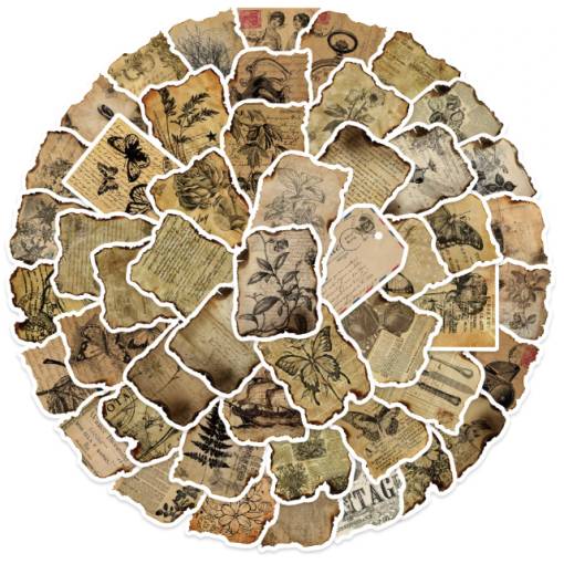 Foto - Scrapbooking vintage samolepky - S motivy rukopisů, 50 kusů
