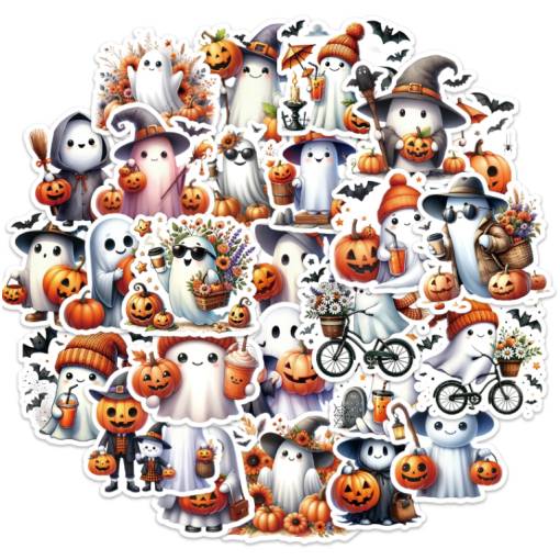 Foto - Scrapbooking samolepky duchové a dýně - Halloween, 50 kusů
