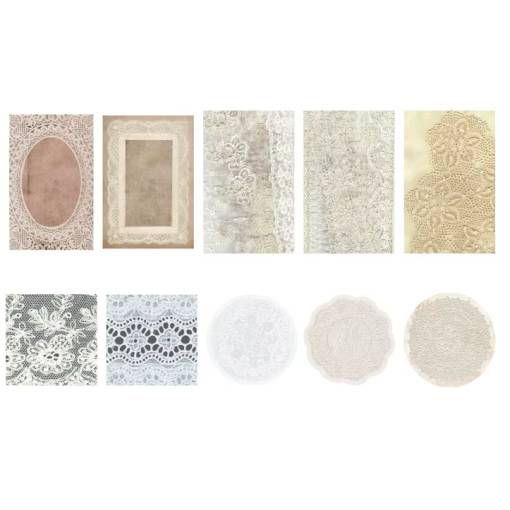 Foto - Scrapbooking vintage dekorativní krajkový papír - Vzor E, 30 listů