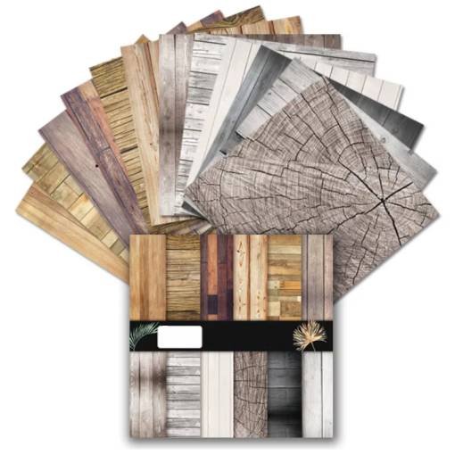 Foto - Scrapbooking dekorativní papír v imitaci dřeva - 24 listů s 12 vzory