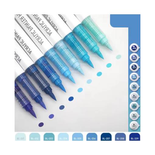 Foto - Scrapbooking akrylové štětcové fixy - Blue series, 9 kusů