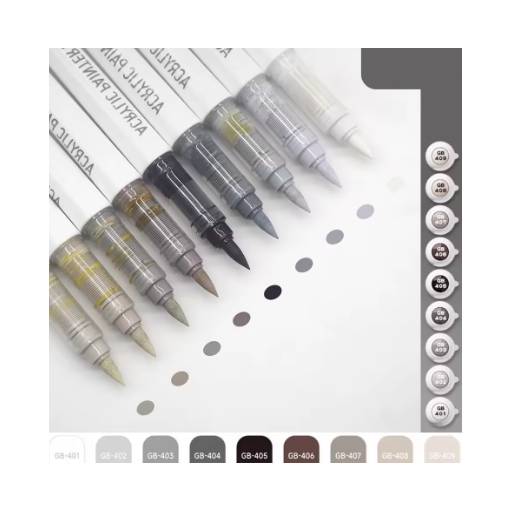 Foto - Scrapbooking akrylové štětcové fixy - Gray brown series, 9 kusů