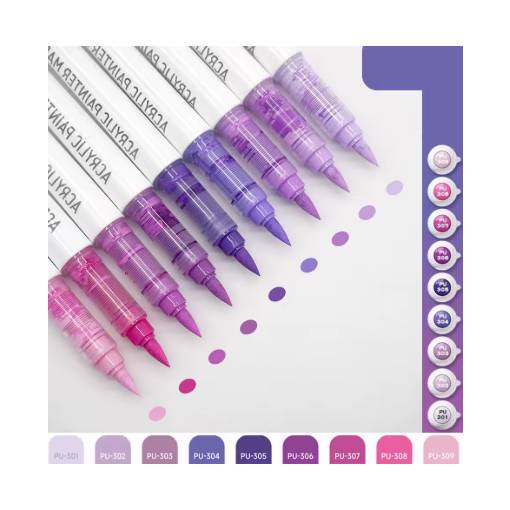 Foto - Scrapbooking akrylové štětcové fixy - Purple series, 9 kusů