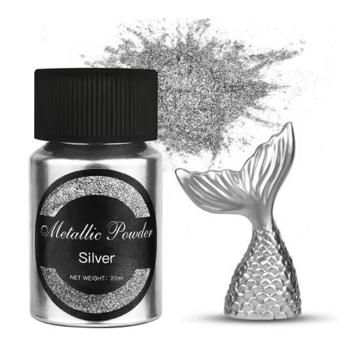 Foto - Scrapbooking metalický pigment - Stříbrný, 20 ml