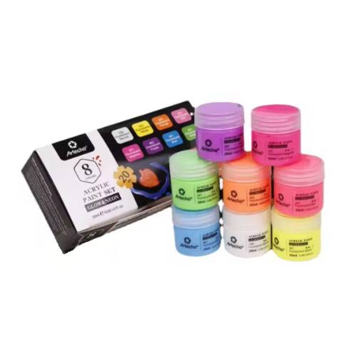 Foto - Scrapbooking neonové akrylové barvy - Sada, 8 kusů