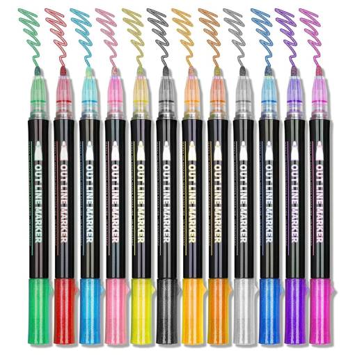 Foto - Scrapbooking barevné metalické fixy - 12 kusů