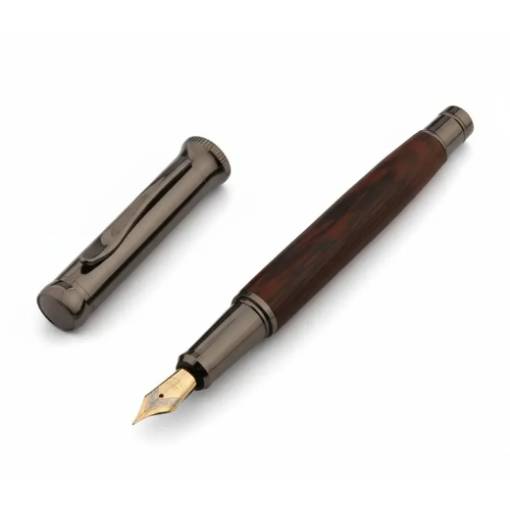 Foto - Scrapbooking dřevěné inkoustové plnící pero - Hnědo černé