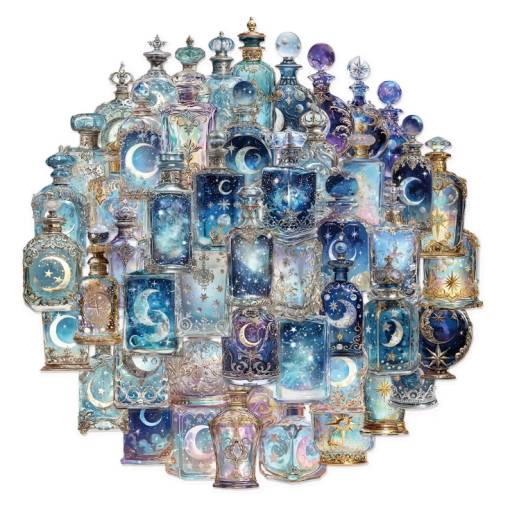 Foto - Scrapbooking samolepky - Měsíční láhve, 50 kusů