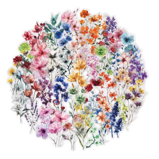 Foto - Scrapbooking samolepky - Barevné květiny, 50 kusů