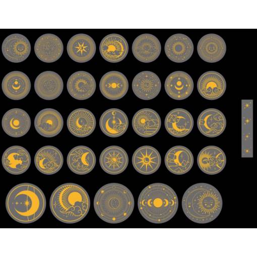 Foto - Scrapbooking samolepky - Zlaté vesmírné, 70 kusů