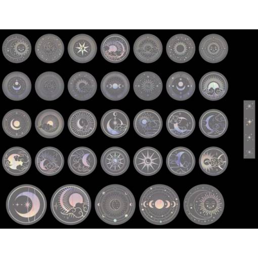 Foto - Scrapbooking samolepky - Stříbrné vesmírné, 70 kusů