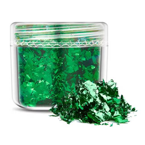Foto - Scrapbooking dekorativní vločky z metalické fólie - Tmavě zelená, JB11