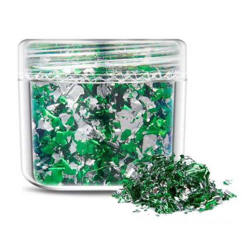 Foto - Scrapbooking dekorativní vločky z metalické fólie - Zeleno stříbrná, JB25
