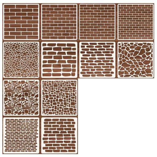 Foto - Scrapbooking sada šablon na kreslení - Mix textur, 12 kusů