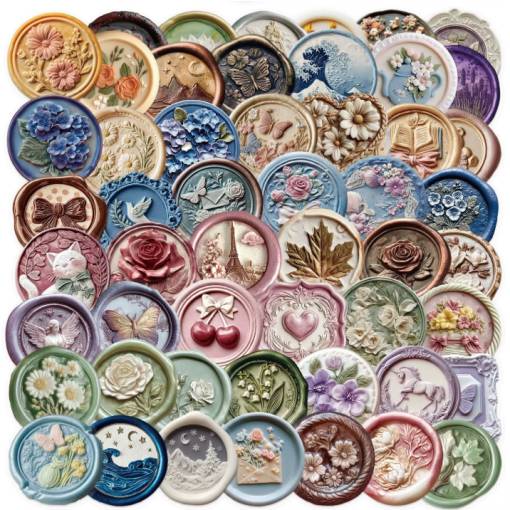 Foto - Scrapbooking samolepky - Imitace pečetního vosku, 104 kusů