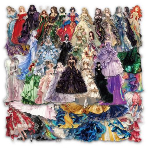 Foto - Scrapbooking samolepky - Panenkovské šaty, 50 kusů