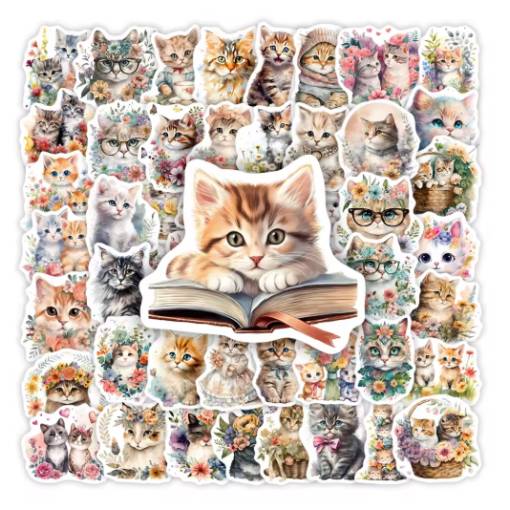 Foto - Scrapbooking samolepky - Kočičky, 60 kusů